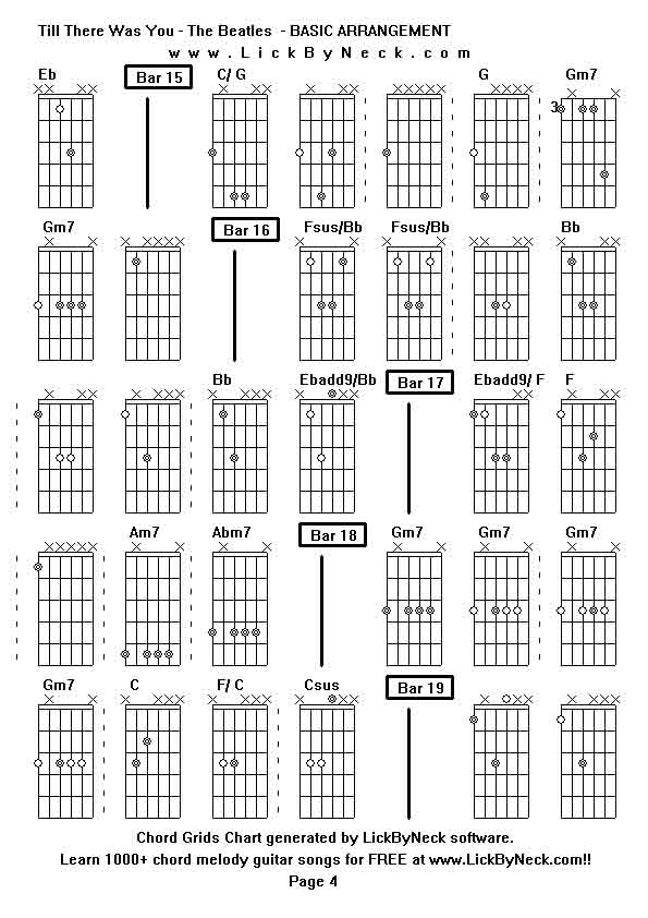 Chord Grids Chart of chord melody fingerstyle guitar song-Till There Was You - The Beatles  - BASIC ARRANGEMENT,generated by LickByNeck software.